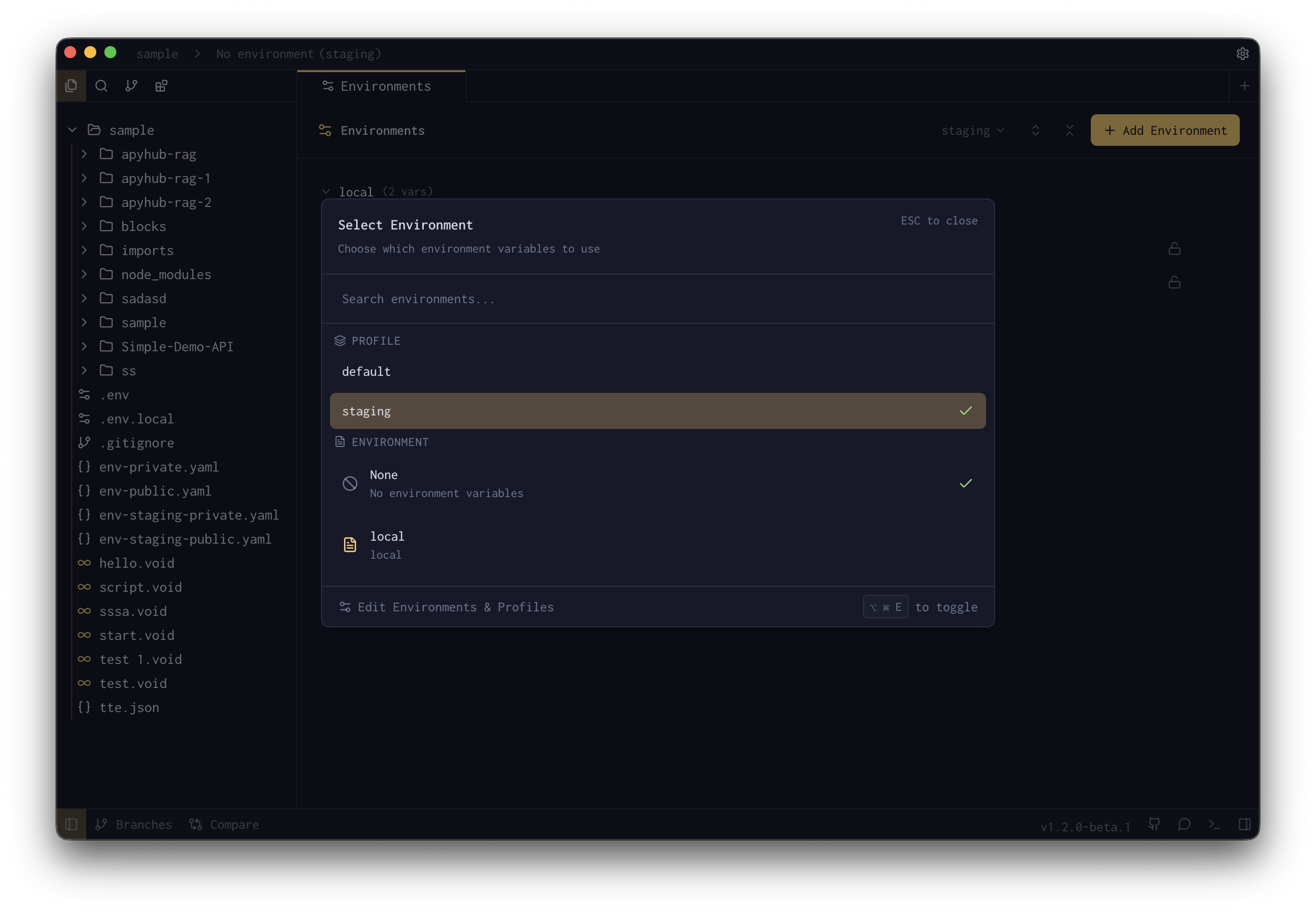 Advanced Envrionment Selector