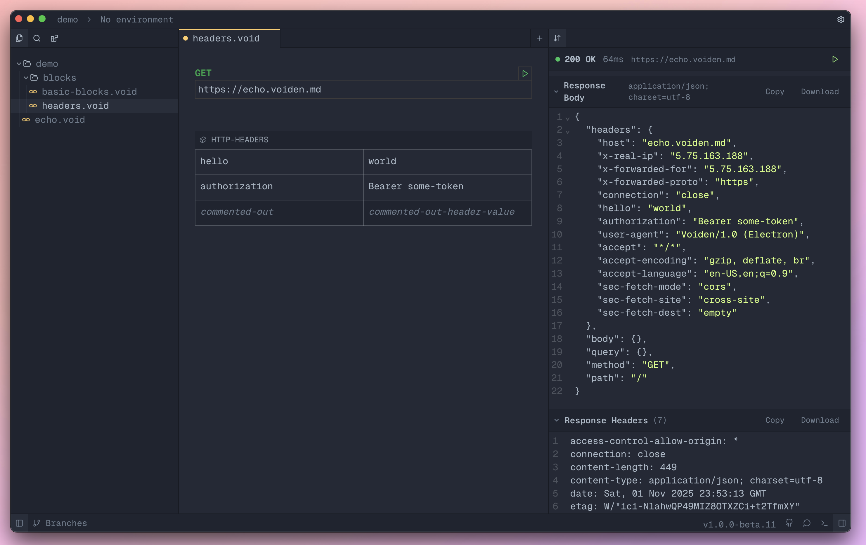 Headers Block Resonse
