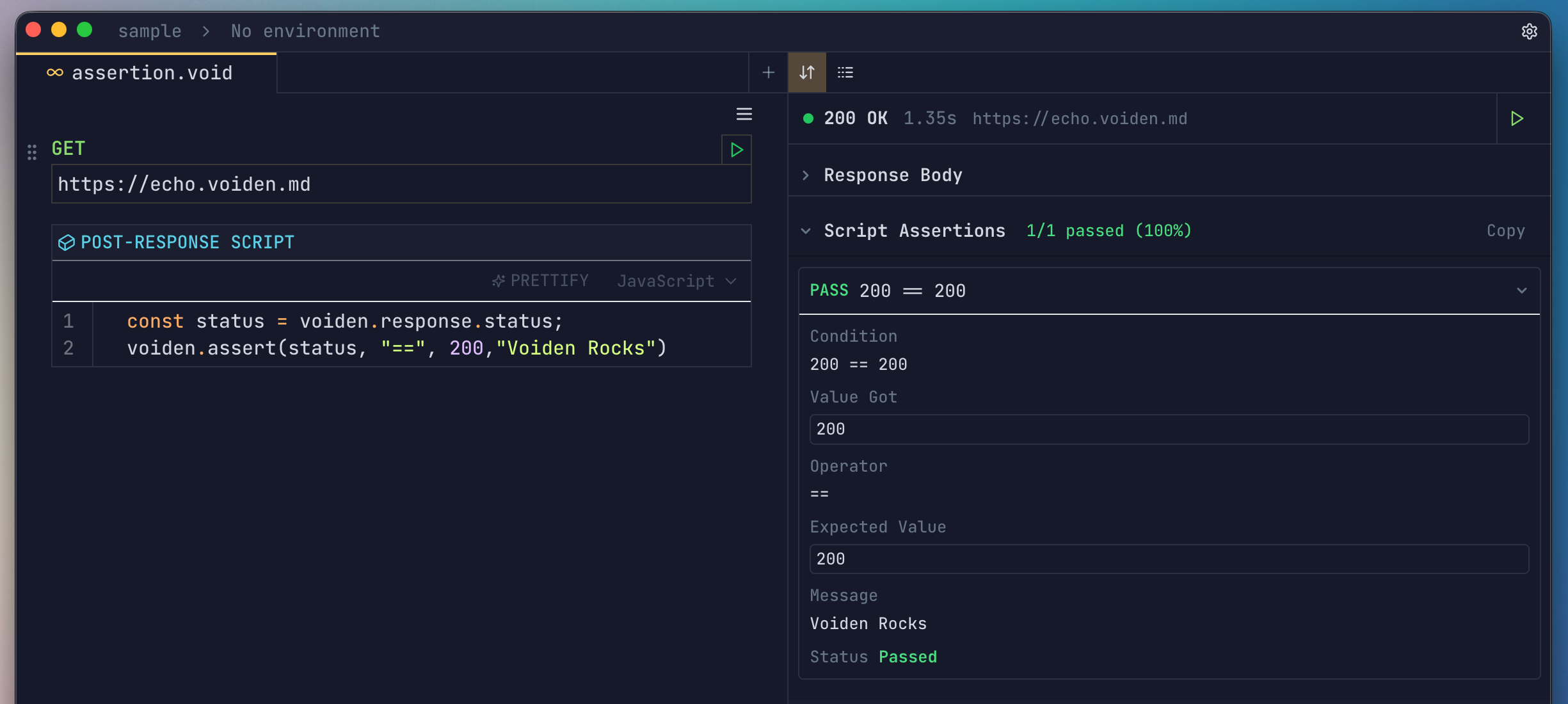 Voiden Script Assertion