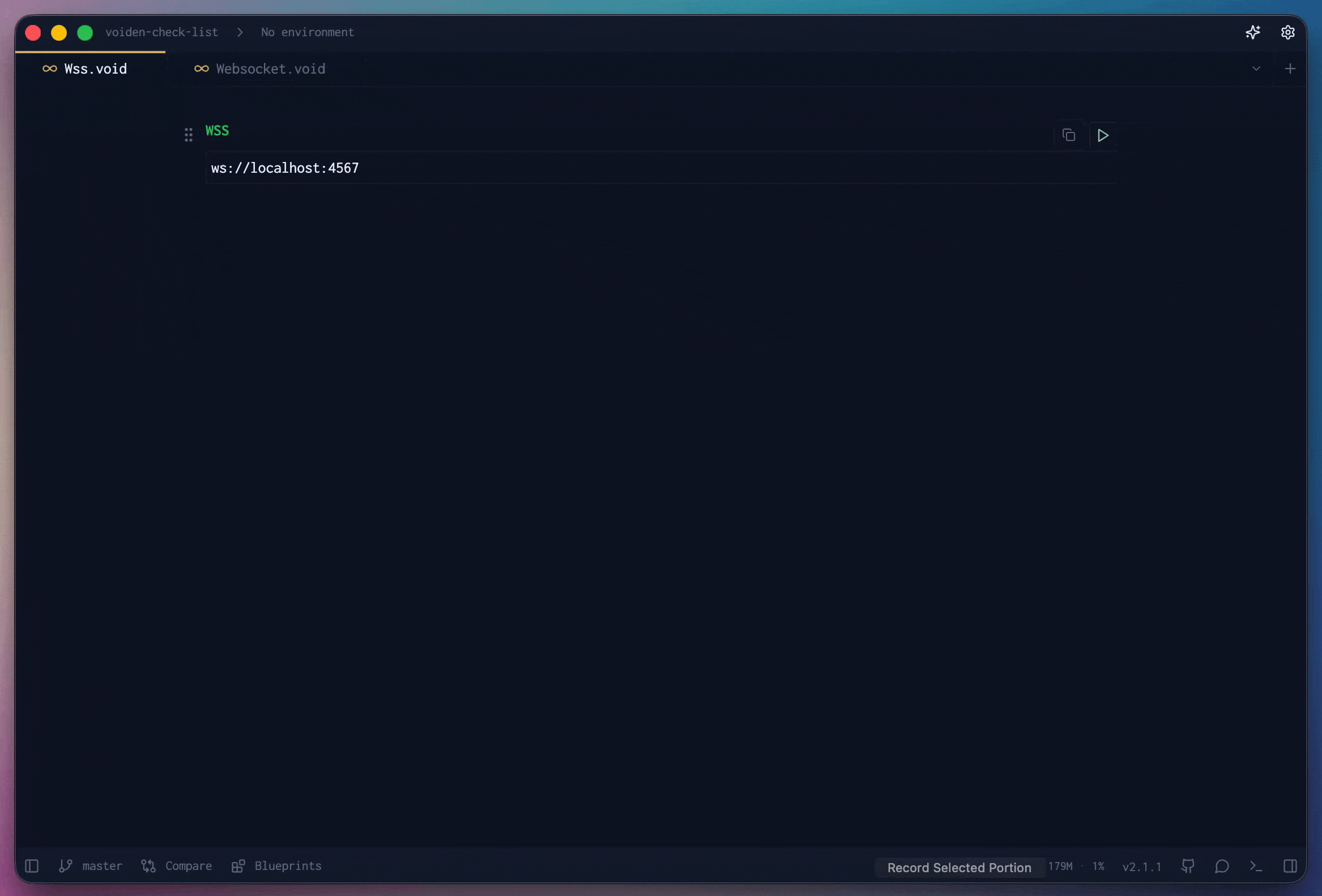 WebSocket response panel