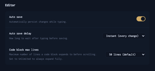 editor settings