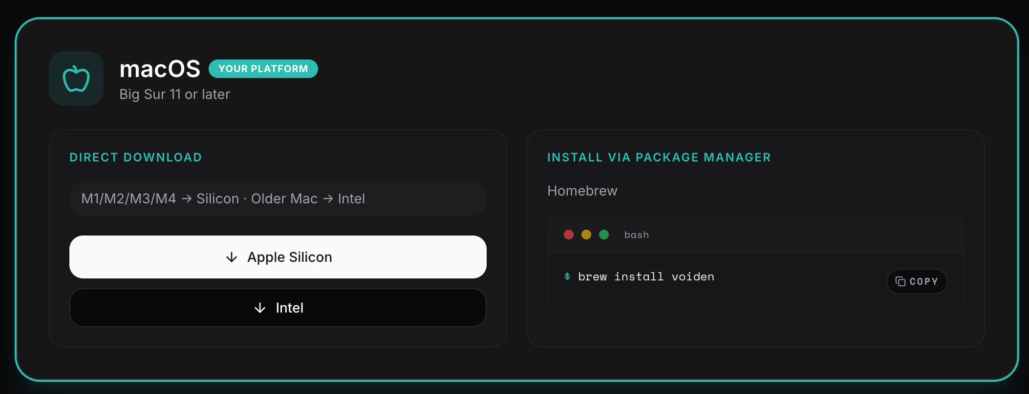 macOS installation