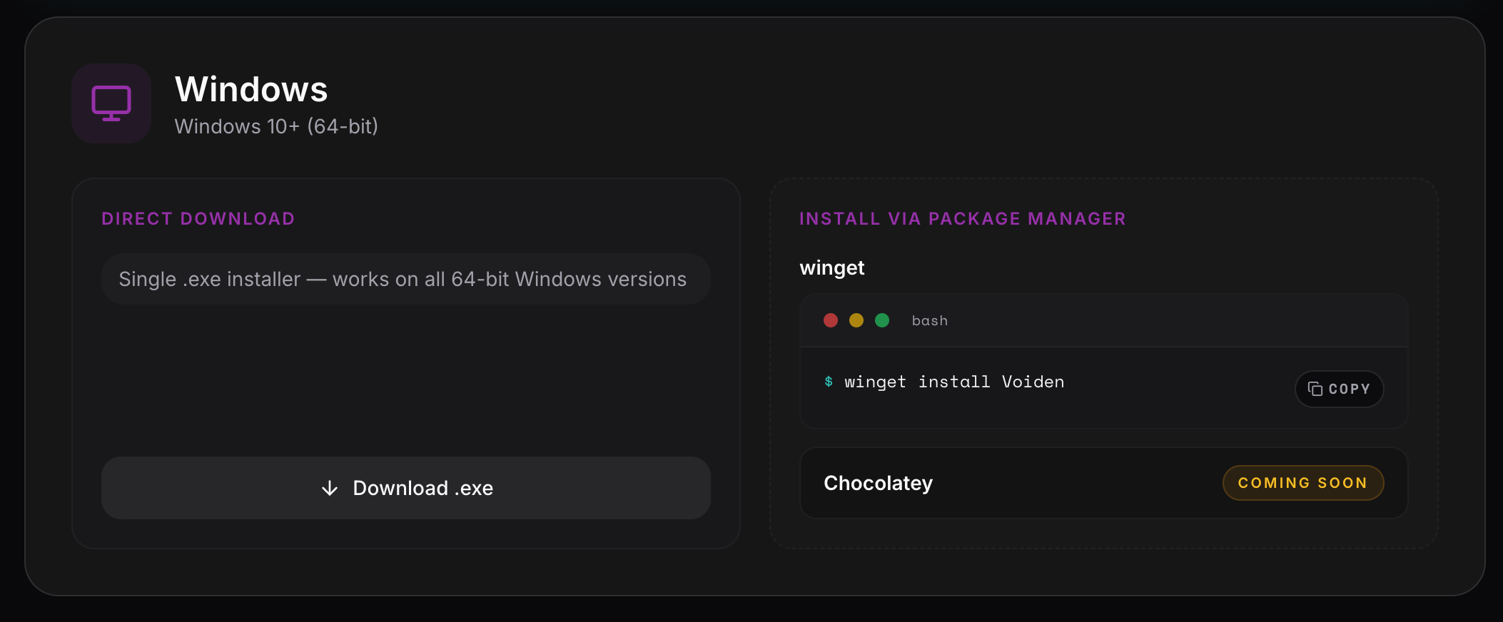 Windows installation